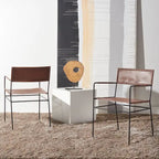 Chaise de salle à manger en cuir (lot de 2) - 21,7 L x 19,7 P x 31,9 H - 22Lx20Px32H