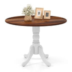 Table de salle à manger en bois avec plateau rond et pieds en tréteaux incurvés - 39.37 x 39.37 x 28.74