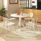 Table de salle à manger en bois avec plateau rond et pieds en tréteaux incurvés - 39.37 x 39.37 x 28.74