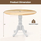 Table de salle à manger en bois avec plateau rond et pieds en tréteaux incurvés - 39.37 x 39.37 x 28.74