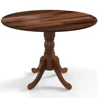Table de salle à manger en bois avec plateau rond et pieds en tréteaux incurvés - 39.37 x 39.37 x 28.74