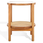 Table d'appoint en rotin et verre - 23 po larg. x 23 po prof. x 24 po haut. - 23L x 23P x 24H