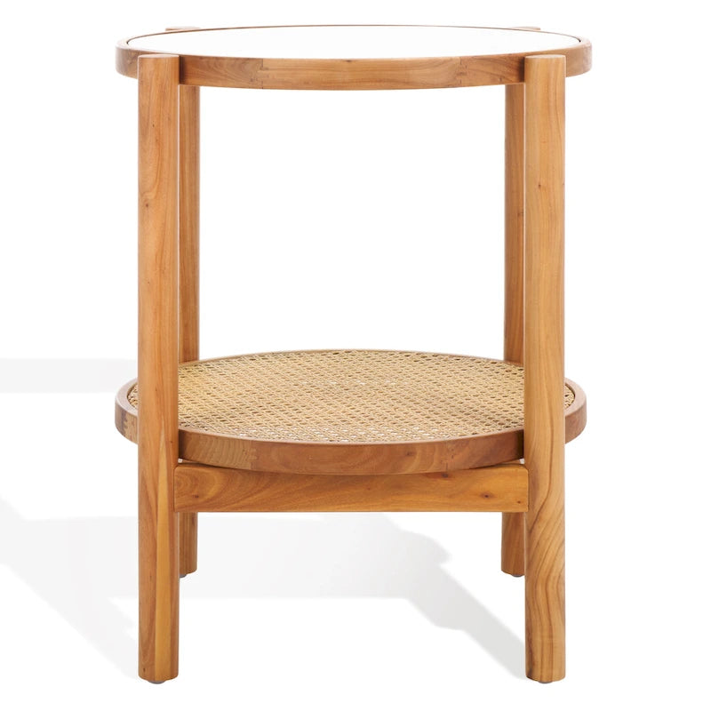 Table d'appoint en rotin et verre - 23 po larg. x 23 po prof. x 24 po haut. - 23L x 23P x 24H