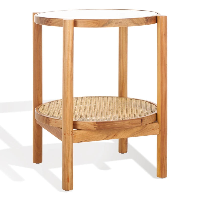 Table d'appoint en rotin et verre - 23 po larg. x 23 po prof. x 24 po haut. - 23L x 23P x 24H