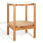 Table d'appoint en rotin et verre - 23 po larg. x 23 po prof. x 24 po haut. - 23L x 23P x 24H