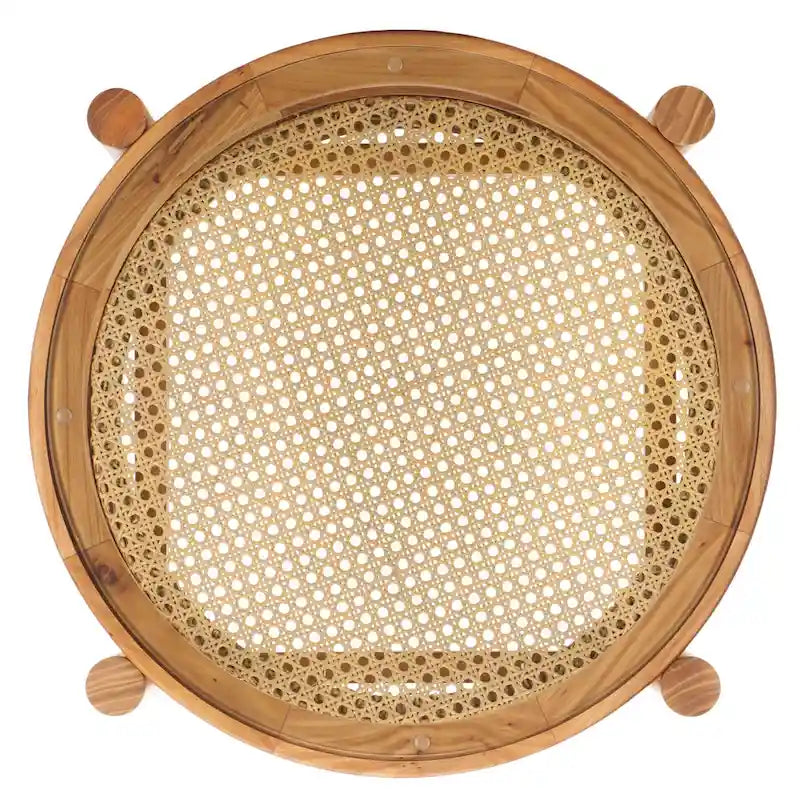 Table d'appoint en rotin et verre - 23 po larg. x 23 po prof. x 24 po haut. - 23L x 23P x 24H