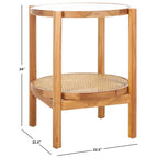 Table d'appoint en rotin et verre - 23 po larg. x 23 po prof. x 24 po haut. - 23L x 23P x 24H