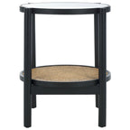 Table d'appoint en rotin et verre - 23 po larg. x 23 po prof. x 24 po haut. - 23L x 23P x 24H