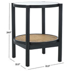 Table d'appoint en rotin et verre - 23 po larg. x 23 po prof. x 24 po haut. - 23L x 23P x 24H