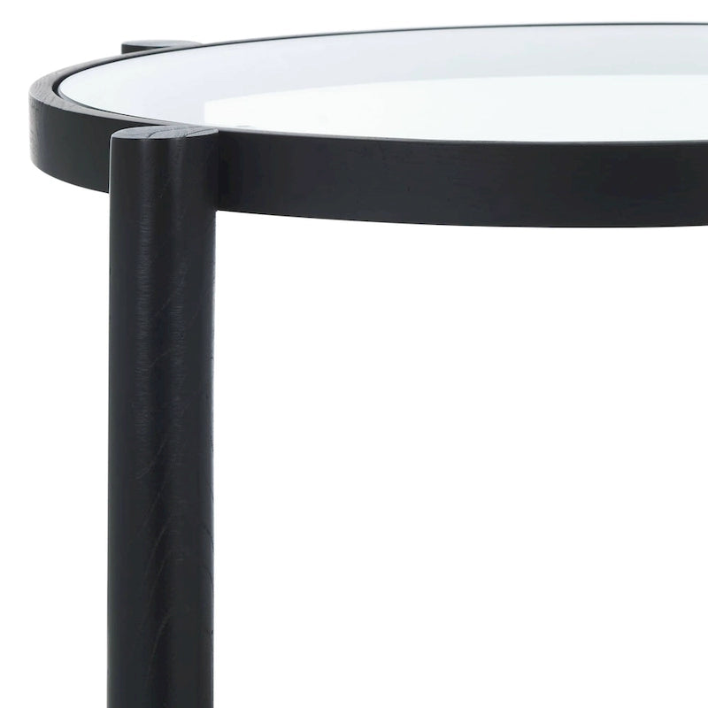 Table d'appoint en rotin et verre - 23 po larg. x 23 po prof. x 24 po haut. - 23L x 23P x 24H