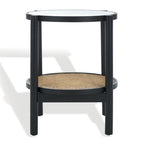Table d'appoint en rotin et verre - 23 po larg. x 23 po prof. x 24 po haut. - 23L x 23P x 24H