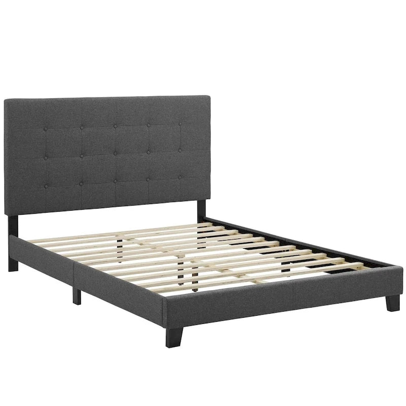 Lit plateforme rembourré capitonné Queen