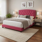 Lit capitonné en tissu rose Chase