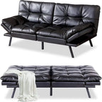 Canapé-lit futon, ensembles de futon en mousse à mémoire de forme en similicuir, canapé-lit convertible, canapé-lit 2 places pour petit espace
