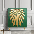 Buffet de salle à manger en bois massif, style glamour Mid-Century Modern, 2 portes, motif soleil, meuble de rangement