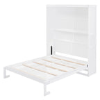 Étagères de rangement murales Queen Size Murphy, lit escamotable se repliant facilement dans une armoire en bois, avec support de matelas