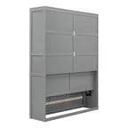 Étagères de rangement murales Queen Size Murphy, lit escamotable se repliant facilement dans une armoire en bois, avec support de matelas