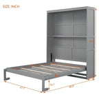 Étagères de rangement murales Queen Size Murphy, lit escamotable se repliant facilement dans une armoire en bois, avec support de matelas