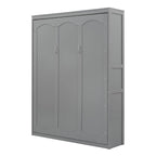 Étagères de rangement murales Queen Size Murphy, lit escamotable se repliant facilement dans une armoire en bois, avec support de matelas