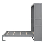 Étagères de rangement murales Queen Size Murphy, lit escamotable se repliant facilement dans une armoire en bois, avec support de matelas