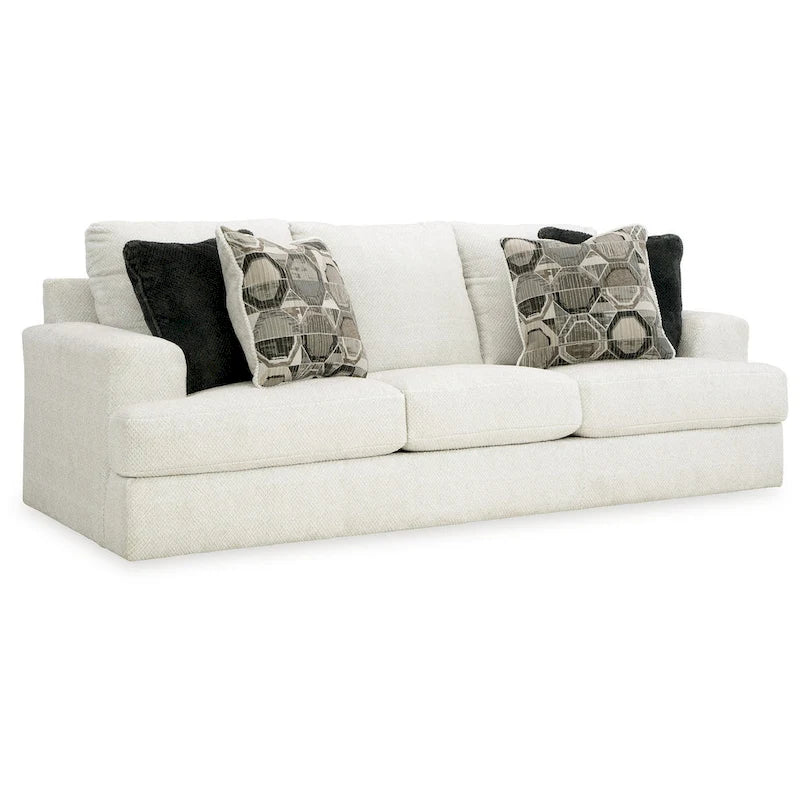 Canapé de 244 cm, Surdimensionné, 4 Coussins Décoratifs, Polyester Blanc Doux