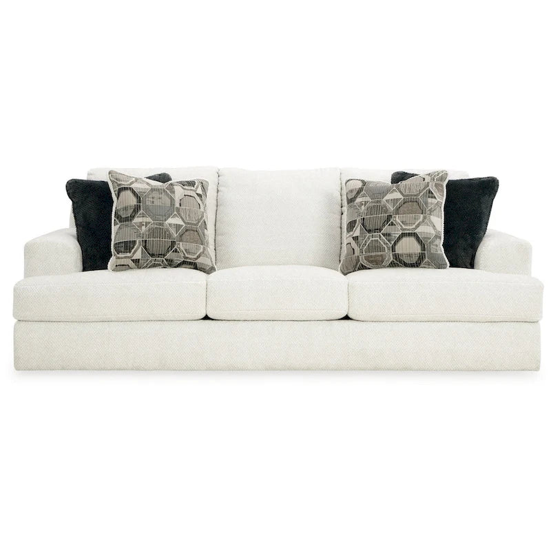 Canapé de 244 cm, Surdimensionné, 4 Coussins Décoratifs, Polyester Blanc Doux