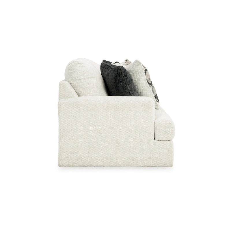Canapé de 244 cm, Surdimensionné, 4 Coussins Décoratifs, Polyester Blanc Doux