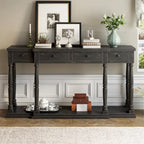 Console de style rétro avec 4 tiroirs de rangement frontaux et 1 étagère