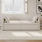 Chaise longue moderne pour lit de repos, lit de repos simple avec 2 tiroirs, pas besoin de matelas, parfait pour les salons et les bureaux à domicile